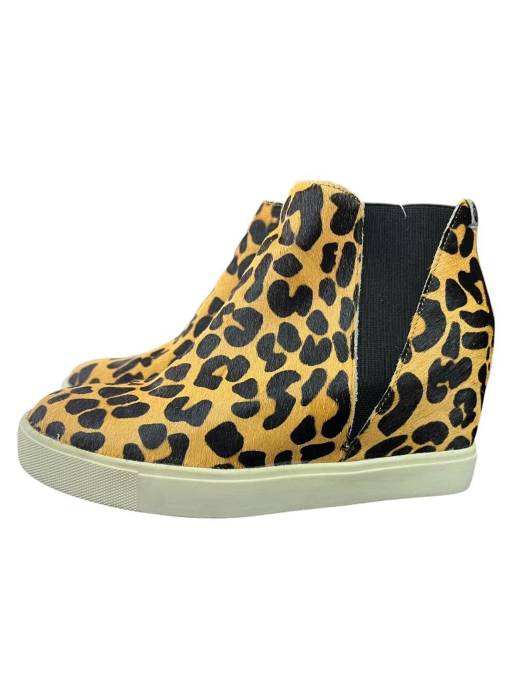 Coconuts By Matisse Leopard Print Calf Hair Real Fur Wedge Sneakers Sz 7M